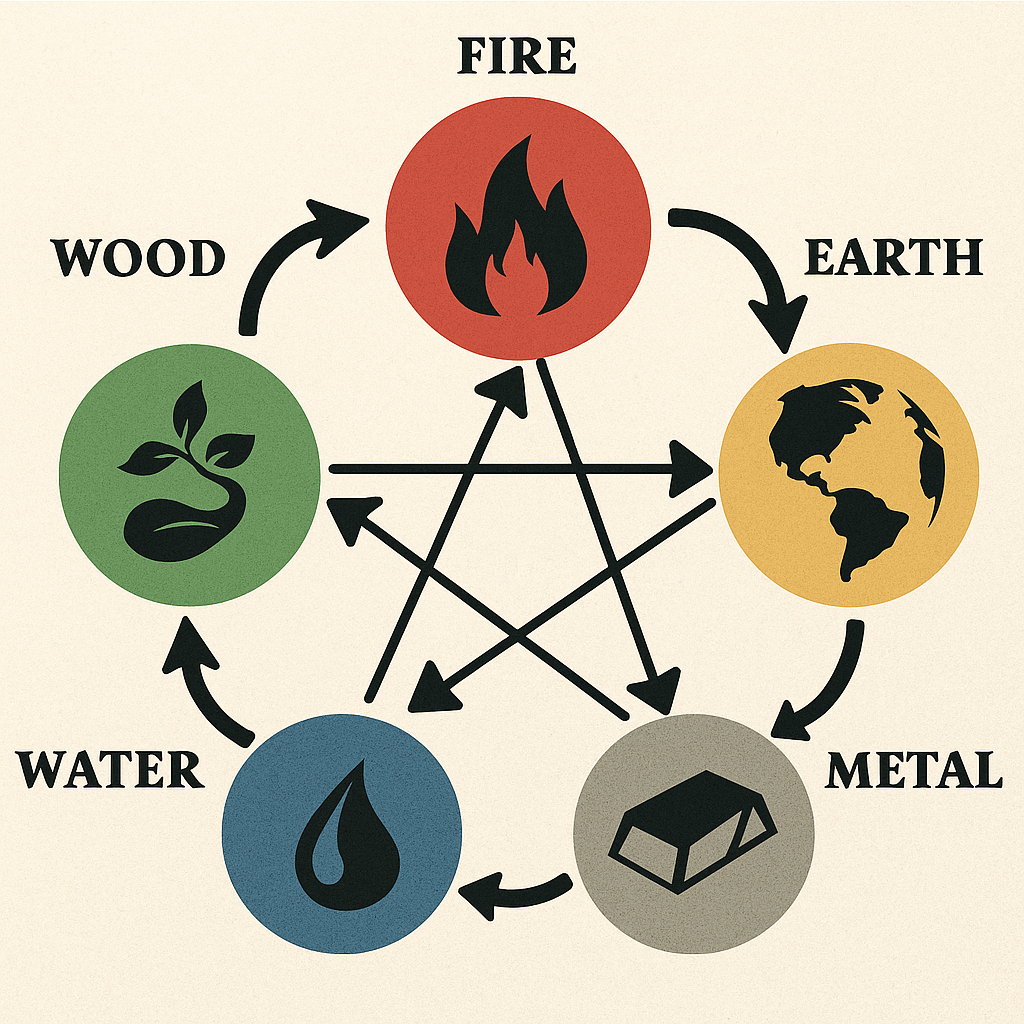 D&eacute;couvrez comment les cinq &eacute;l&eacute;ments du Feng Shui, Bois, Feu, Terre, M&eacute;tal et Eau, influencent l&rsquo;&eacute;nergie de votre int&eacute;rieur.